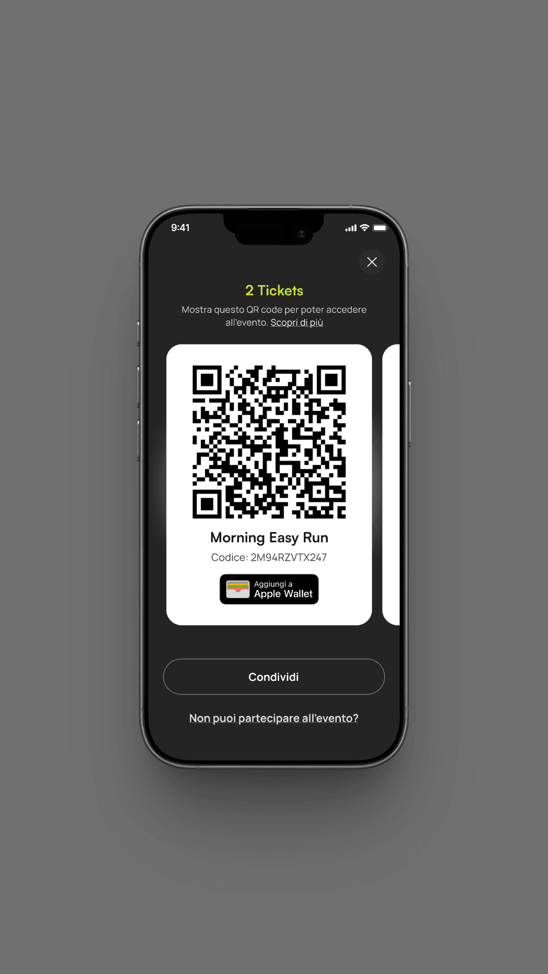Biglietto QR dell'app Forte salvato nel Wallet